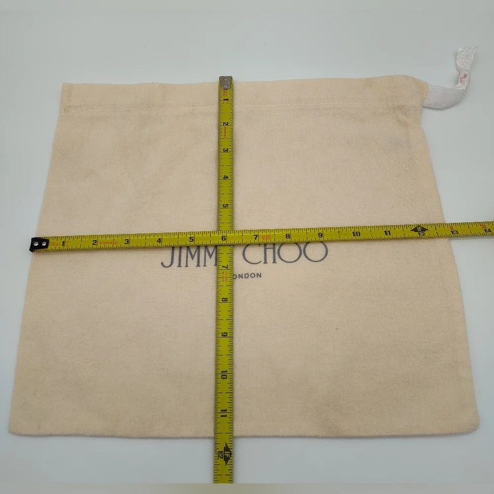 JIMMY CHOO LONDON Cotton Drawstring Dust Bag Shoe Storage Neutral Beige EUC - Picture 3 of 3